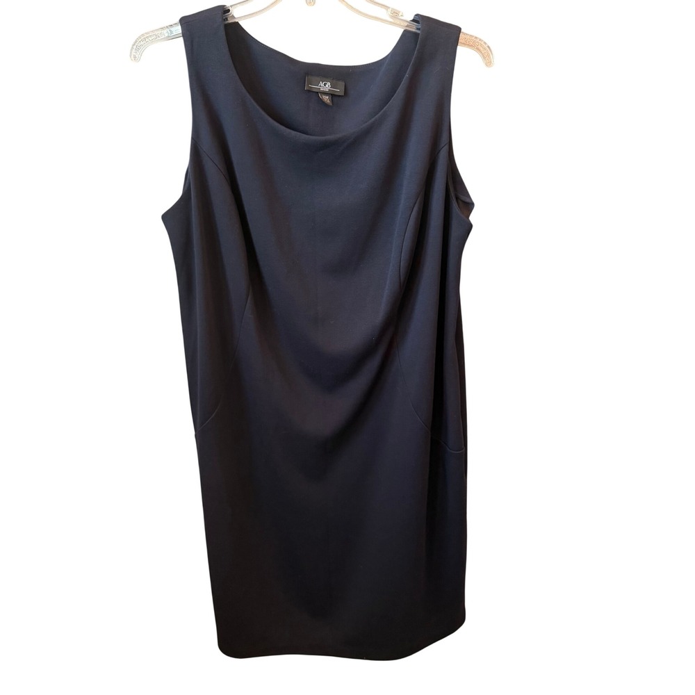 AGB Shift Dress Womens Navy Blue Sleeveless Scoop Neck Career Classic 20W